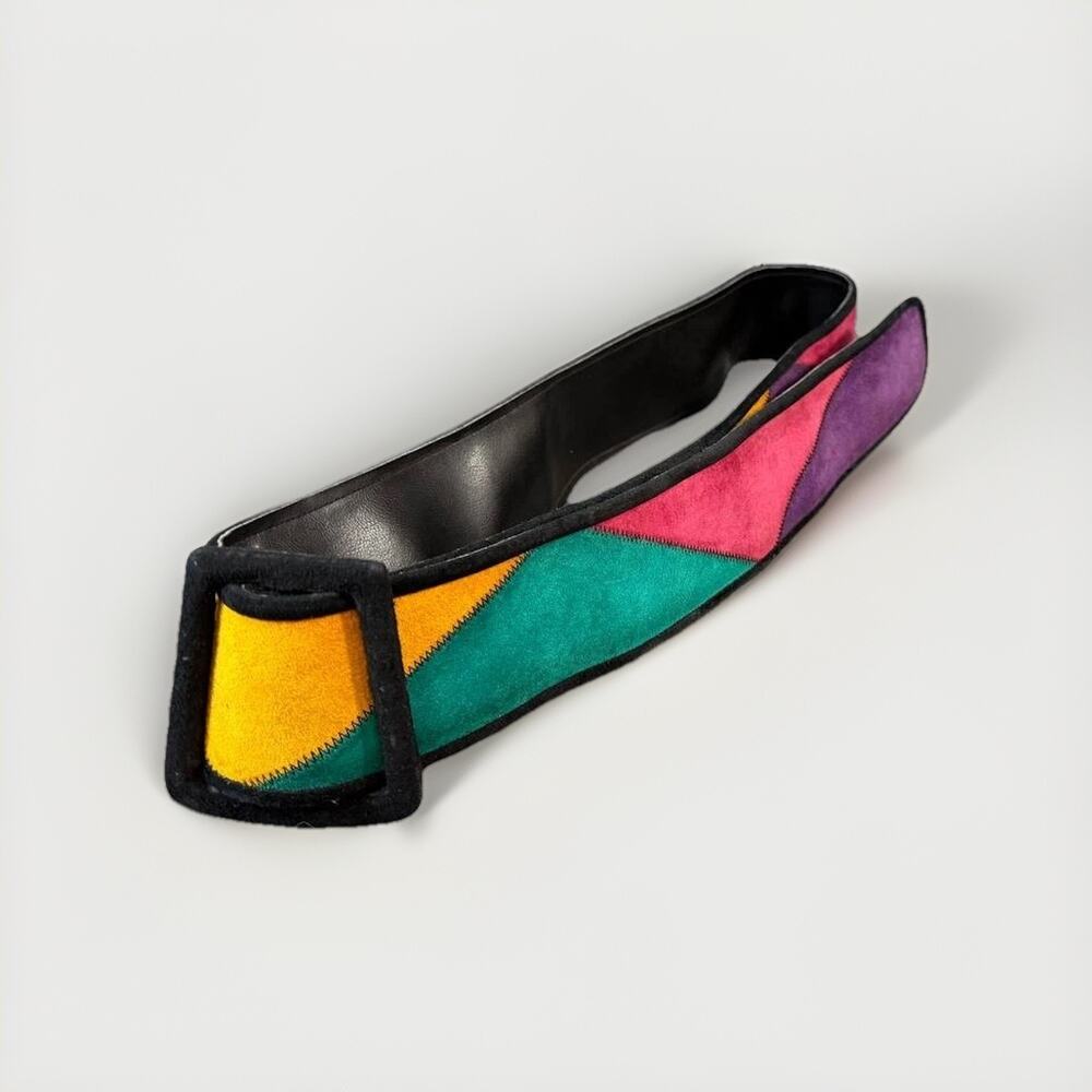 Vintage Ginnie Johansen Leather Suede Patchwork Belt 3075900